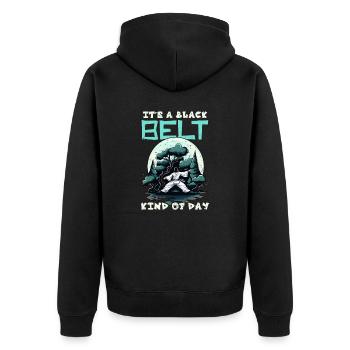 Taekwondo Kämpfer Schwarzgurt Art von Tag - Unisex Premium Bio Zip Hoodie - Schwarz - Hinten - Nico (187cm)