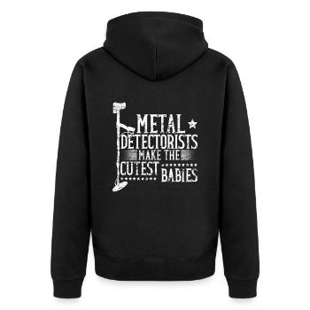 Metalldetektoren machen die niedlichsten Babys - Unisex Premium Bio Zip Hoodie - Schwarz - Hinten - Nico (187cm)