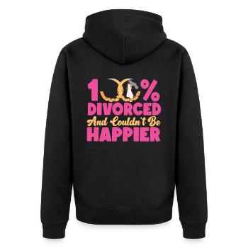 Happy Divorce Party 100% Divorced - Unisex Premium Organic Zip Hoodie - black - Back - Nico (187cm)