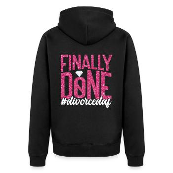 Happy Divorce Party Finally Done - Unisex Premium Bio Zip Hoodie - Schwarz - Hinten - Nico (187cm)