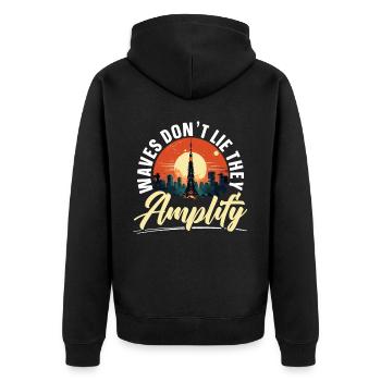 Amateurfunker Morsecode Radioaktivität - Unisex Premium Bio Zip Hoodie - Schwarz - Hinten - Nico (187cm)