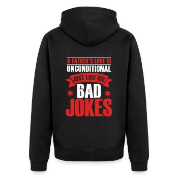 Ehemann Ehefrau Papa Witz - Unisex Premium Bio Zip Hoodie - Schwarz - Hinten - Nico (187cm)