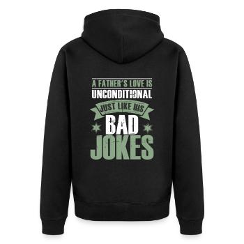 Schlechte Witze Vatertag Papa - Unisex Premium Bio Zip Hoodie - Schwarz - Hinten - Nico (187cm)
