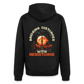Amateurfunker Morsecode Radioaktivität - Unisex Premium Bio Zip Hoodie - Schwarz - Hinten - Nico (187cm)