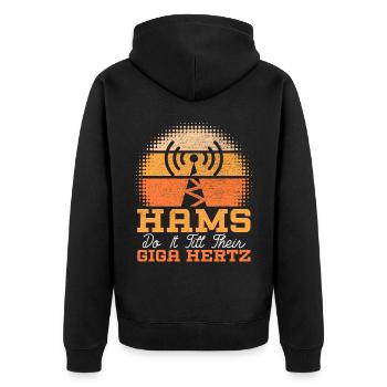 Amateurfunker Morsecode Radioaktivität - Unisex Premium Bio Zip Hoodie - Schwarz - Hinten - Nico (187cm)
