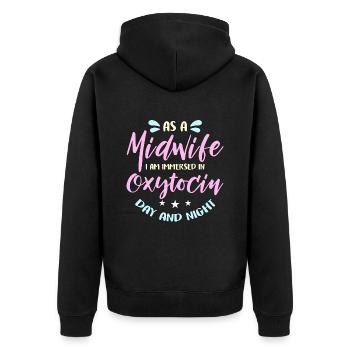 En tant que sage-femme, je suis immergée dans les sages-femmes d’accouchement - Veste à capuche bio Premium Unisexe - noir - Dos - Nico (187cm)