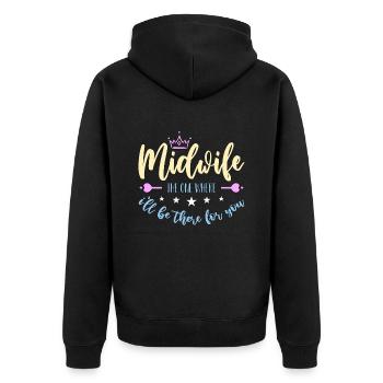 Midwife The One Where I'll Be There For Midwifery - Unisex Premium Bio Zip Hoodie - Schwarz - Hinten - Nico (187cm)
