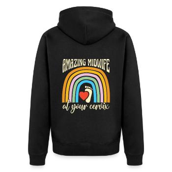 Midwife Amazing Midwife At Your Cervix Obstetrics - Unisex Premium Bio Zip Hoodie - Schwarz - Hinten - Nico (187cm)