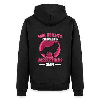 Will ein Harzer Fuchs sein Altdeutscher Hütehund - Unisex Premium Bio Zip Hoodie - Schwarz - Hinten - Nico (187cm)
