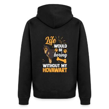 Langweilig ohne Hovawart Derber Bauernhund - Unisex Premium Bio Zip Hoodie - Schwarz - Hinten - Nico (187cm)