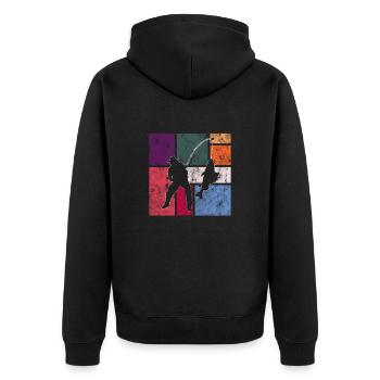 Angling - Unisex Premium Organic Zip Hoodie - black - Back - Nico (187cm)