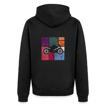 Motorcycle - Unisex Premium Organic Zip Hoodie - black - Back - Nico (187cm)