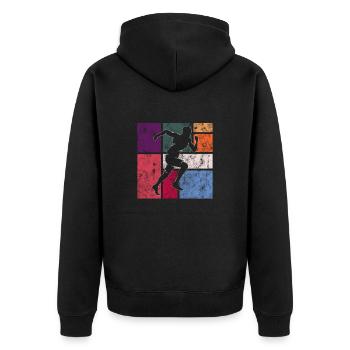 Joggen - Unisex Premium Bio Zip Hoodie - Schwarz - Hinten - Nico (187cm)