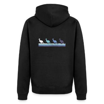 Känguru - Unisex Premium Bio Zip Hoodie - Schwarz - Hinten - Nico (187cm)