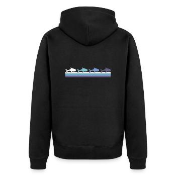 Fish - Unisex Premium Organic Zip Hoodie - black - Back - Nico (187cm)