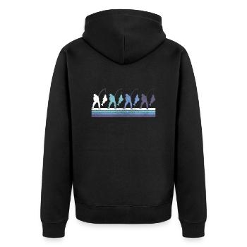 Angling - Unisex Premium Organic Zip Hoodie - black - Back - Nico (187cm)