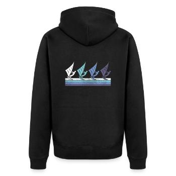 Kite - Unisex Premium Organic Zip Hoodie - black - Back - Nico (187cm)