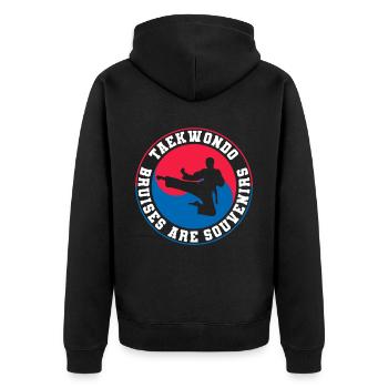 TKD Korean Martial Arts Tae Kwon - Unisex Premium Bio Zip Hoodie - Schwarz - Hinten - Nico (187cm)