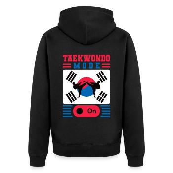 TKD Korean Martial Arts Tae Kwon - Unisex Premium Bio Zip Hoodie - Schwarz - Hinten - Nico (187cm)