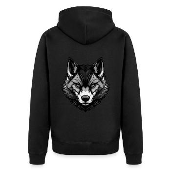Akita Hund Portrait - Unisex Premium Bio Zip Hoodie - Schwarz - Hinten - Nico (187cm)