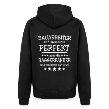Baggerführer Bagger Baggerfahrer - Unisex Premium Bio Zip Hoodie - Schwarz - Hinten - Nico (187cm)