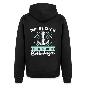 Boltenhagen Boltenhagener - Unisex Premium Bio Zip Hoodie - Schwarz - Hinten - Nico (187cm)