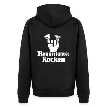 Baggerführer Bagger Baggerfahrer - Unisex Premium Bio Zip Hoodie - Schwarz - Hinten - Nico (187cm)