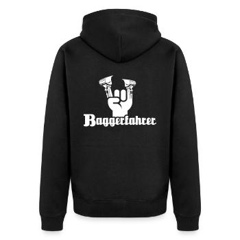 Baggerführer Bagger Baggerfahrer - Unisex Premium Bio Zip Hoodie - Schwarz - Hinten - Nico (187cm)