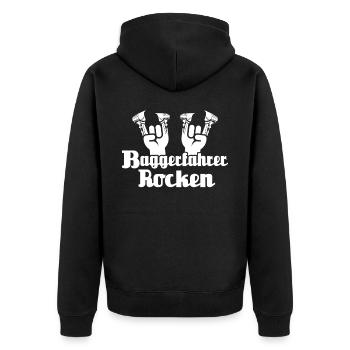 Baggerführer Bagger Baggerfahrer - Unisex Premium Bio Zip Hoodie - Schwarz - Hinten - Nico (187cm)