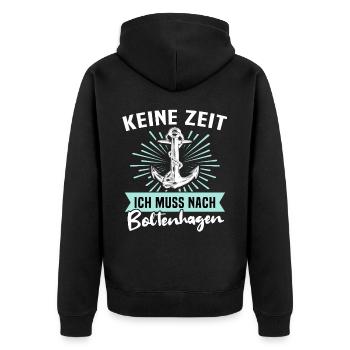 Boltenhagen Boltenhagener - Unisex Premium Bio Zip Hoodie - Schwarz - Hinten - Nico (187cm)