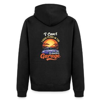 Automechaniker kann keine Pläne in der Garage haben - Unisex Premium Bio Zip Hoodie - Schwarz - Hinten - Nico (187cm)