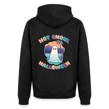 Groovy Ghost Palm Beach Hot Ghoul Halloween - Unisex Premium Organic Zip Hoodie - black - Back - Nico (187cm)
