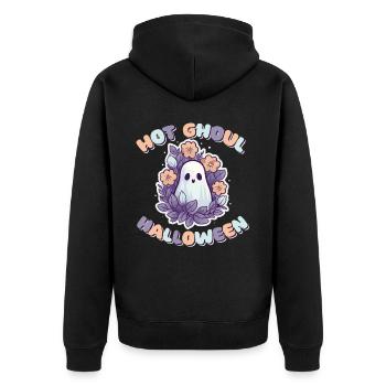 Groovy Ghost Flowers Hot Ghoul Halloween - Unisex Premium Organic Zip Hoodie - black - Back - Nico (187cm)