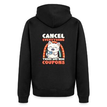 Couponer Cancel Everything New Coupons - Unisex Premium Organic Zip Hoodie - black - Back - Nico (187cm)