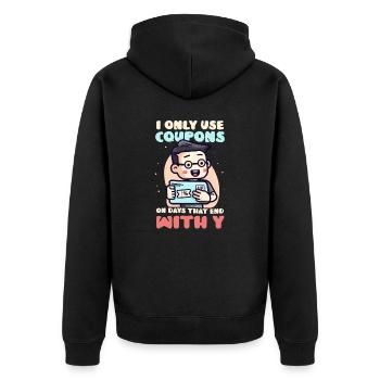 Couponer Verwenden Sie Coupons an den Tagen am Ende Y - Unisex Premium Bio Zip Hoodie - Schwarz - Hinten - Nico (187cm)