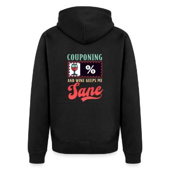 Couponer Couponing Wine Keeps Me Sane - Unisex Premium Organic Zip Hoodie - black - Back - Nico (187cm)