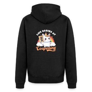 Couponer Begins At Couponing Unicorn - Unisex Premium Organic Zip Hoodie - black - Back - Nico (187cm)