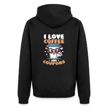Couponer Love Coffee And Coupons - Unisex Premium Organic Zip Hoodie - black - Back - Nico (187cm)