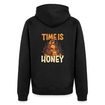 Beekeeper Time Is Honey - Unisex Premium Organic Zip Hoodie - black - Back - Nico (187cm)