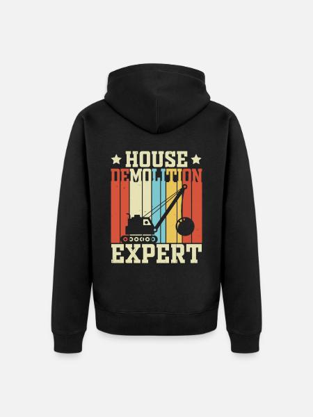 Funny Wrecking Ball Crane - Unisex Premium Organic Zip Hoodie - black