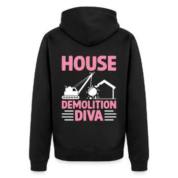 Funny Day Wrecking Ball Crane - Unisex Premium Organic Zip Hoodie - black - Back - Nico (187cm)