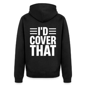 Lustiger Versicherungsmakler - Unisex Premium Bio Zip Hoodie - Schwarz - Hinten - Nico (187cm)