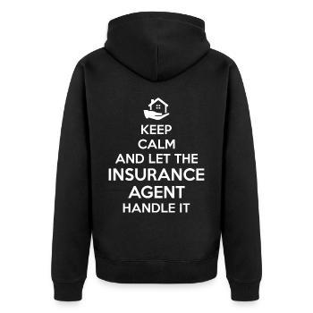 Komischer Broker - Unisex Premium Bio Zip Hoodie - Schwarz - Hinten - Nico (187cm)