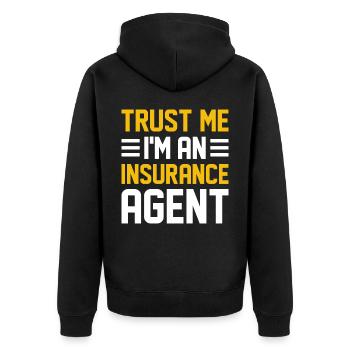 Komischer Broker - Unisex Premium Bio Zip Hoodie - Schwarz - Hinten - Nico (187cm)