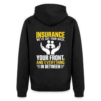 Funny insurance broker - Unisex Premium Organic Zip Hoodie - black - Back - Nico (187cm)