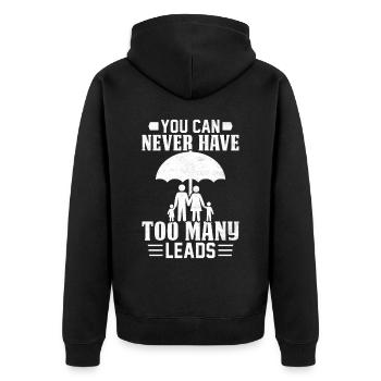 Lustiger Versicherungsmakler - Unisex Premium Bio Zip Hoodie - Schwarz - Hinten - Nico (187cm)