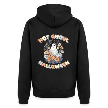 Groovy Ghost Flowers Hot Ghoul Halloween - Unisex Premium Organic Zip Hoodie - black - Back - Nico (187cm)