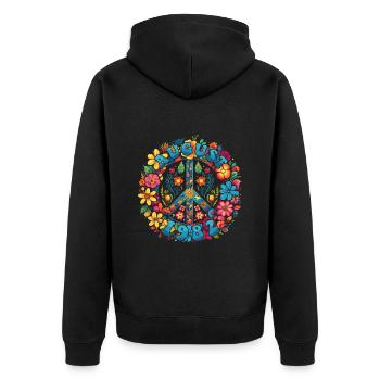 Flower Power Hippie Geburstag - August 1982 - Unisex Premium Bio Zip Hoodie - Schwarz - Hinten - Nico (187cm)