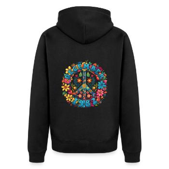 Flower Power Hippie Geburstag - Dezember 1982 - Unisex Premium Bio Zip Hoodie - Schwarz - Hinten - Nico (187cm)