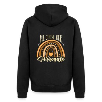 Surrogacy We Chose Our Surrogate IVF Awareness - Unisex Premium Organic Zip Hoodie - black - Back - Nico (187cm)